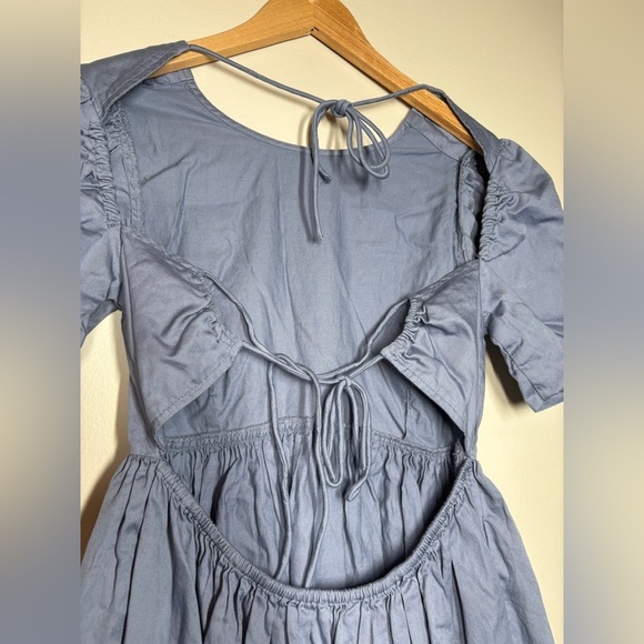 Oak + Fort Puff Sleeve 100% Cotton Mini Dress / Tempest - Picture 9 of 11
